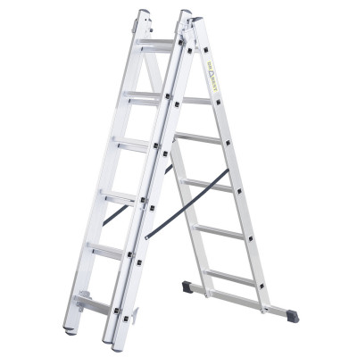Hliníkový rebrík 3x6 priečok trojdielny DRABEST DW3-6 HOME