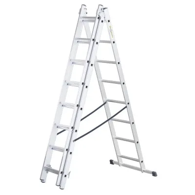 Hliníkový rebrík 3x8 priečok trojdielny DRABEST DW3-8 HOME