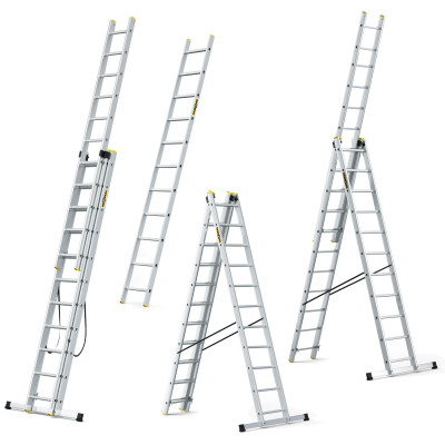 Hliníkový rebrík 3x8 priečok trojdielny DRABEST DW3-8 HOME