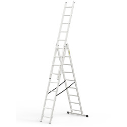 Hliníkový rebrík 3x9 priečok trojdielny DRABEST DW3-9 HOME