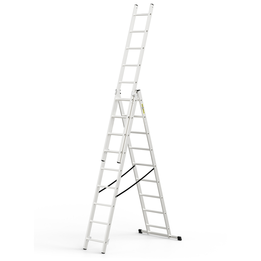 Hliníkový rebrík 3x9 priečok trojdielny DRABEST DW3-9 HOME