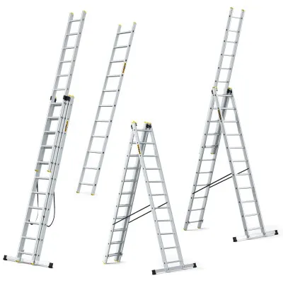 Hliníkový rebrík 3x11 priečok trojdielny DRABEST DW3-11 HOME