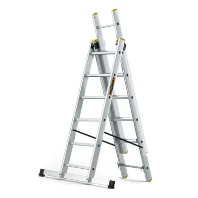 Hliníkový rebrík 3x6 priečok trojdielny DRABEST DW3-6 PRO