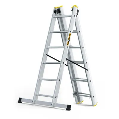 Hliníkový rebrík 3x6 priečok trojdielny DRABEST DW3-6 PRO