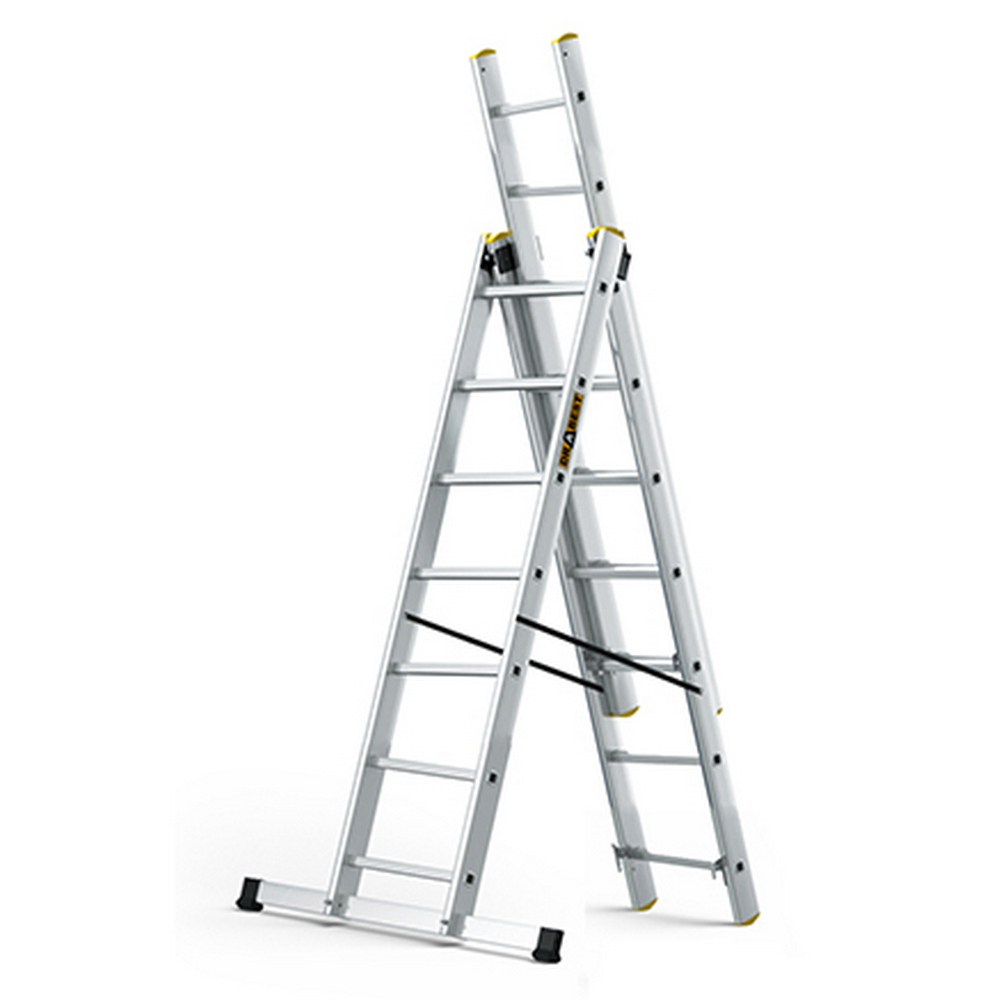 Hliníkový rebrík 3x7 priečok trojdielny DRABEST DW3-7 PRO
