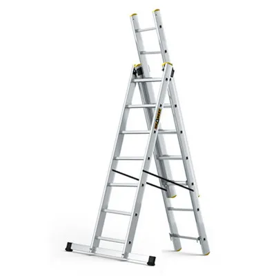 Hliníkový rebrík 3x7 priečok trojdielny DRABEST DW3-7 PRO