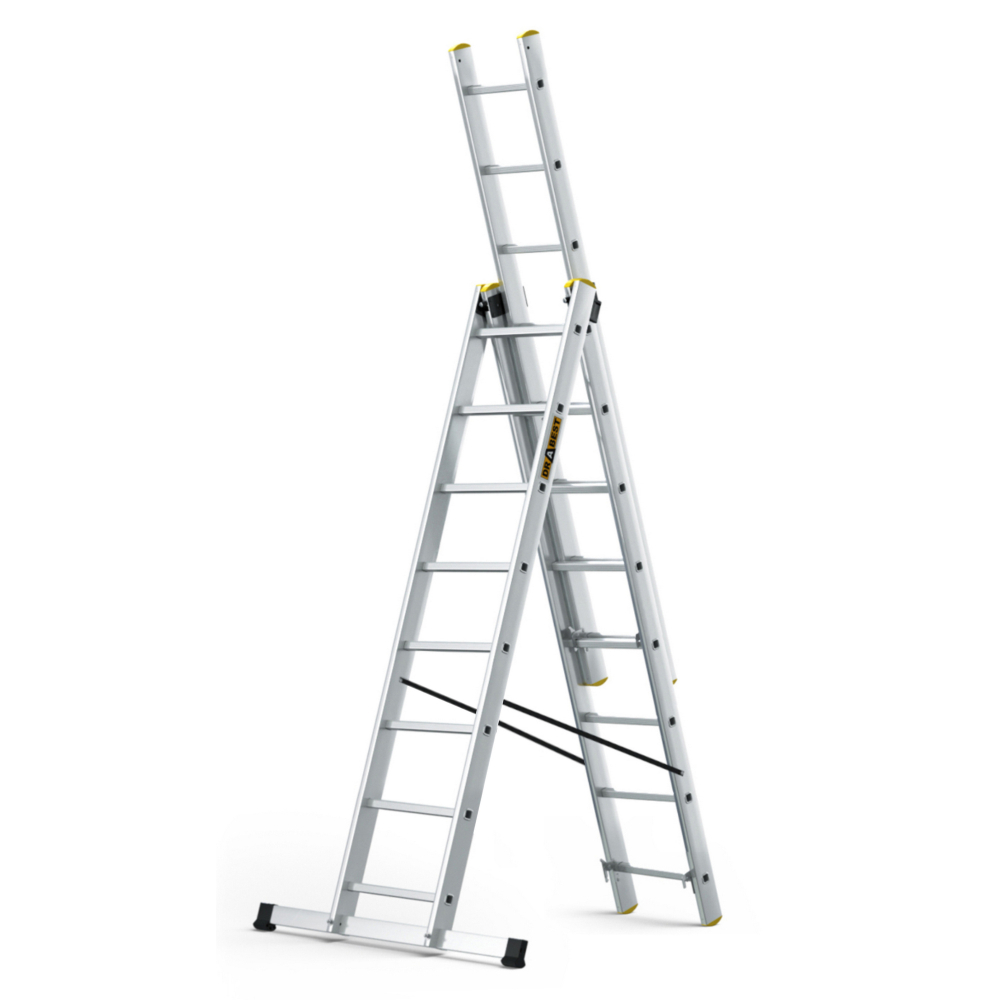 Hliníkový rebrík 3x8 priečok trojdielny DRABEST DW3-8 PRO