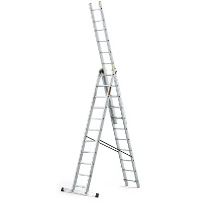 Hliníkový rebrík 3x11 priečok trojdielny DRABEST DW3-11 PRO