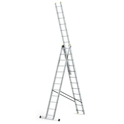 Hliníkový rebrík 3x12 priečok trojdielny DRABEST DW3-12 PRO