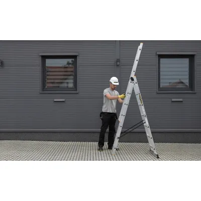 Hliníkový rebrík 3x13 priečok trojdielny DRABEST DW3-13 PRO