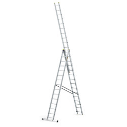 Hliníkový rebrík 3x15 priečok trojdielny DRABEST DW3-15 PRO