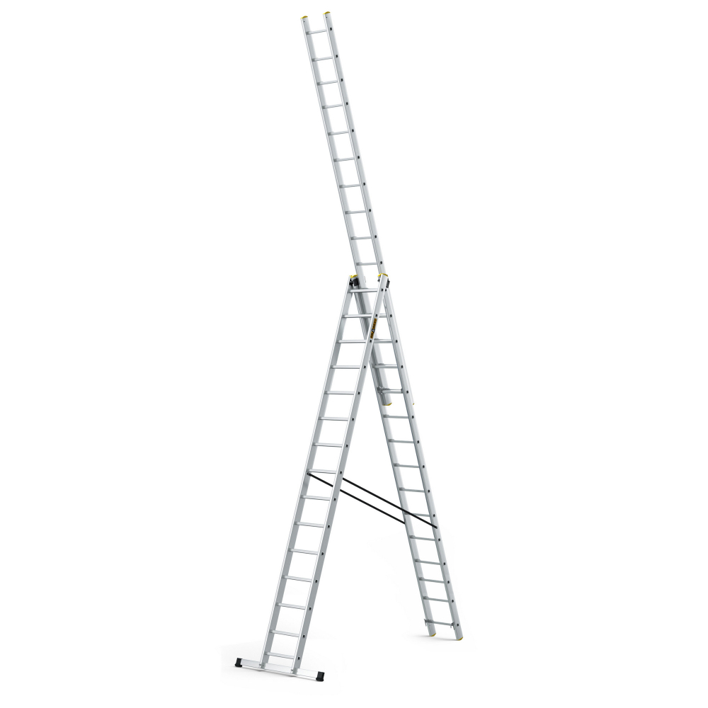 Hliníkový rebrík 3x15 priečok trojdielny DRABEST DW3-15 PRO