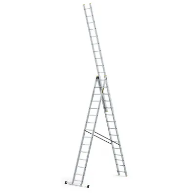 Hliníkový rebrík 3x15 priečok trojdielny DRABEST DW3-15 PRO