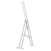 Profesionálny viacúčelový rebrík so stabilizátorom, 3x15 priečok, max. pracovná výška 10,40 m, nosnosť 150 kg. Certifikácia TÜV Rheinland, EN 131 pre profi použitie.