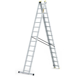 Hliníkový rebrík 3x15 priečok trojdielny DRABEST DW3-15 PRO