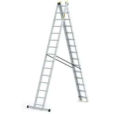 Hliníkový rebrík 3x15 priečok trojdielny DRABEST DW3-15 PRO