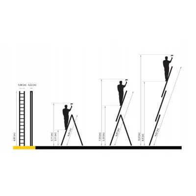 Hliníkový rebrík 3x15 priečok trojdielny DRABEST DW3-15 PRO