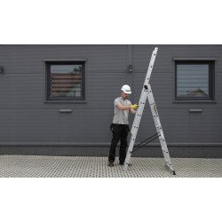 Hliníkový rebrík 3x15 priečok trojdielny DRABEST DW3-15 PRO