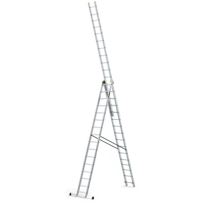 Hliníkový rebrík 3x16 priečok trojdielny DRABEST DW3-16 PRO