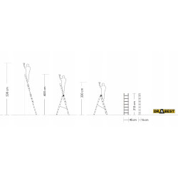 Hliníkový rebrík 3x7 priečok trojdielny DRABEST DW3-7 MAX