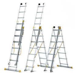 Hliníkový rebrík 3x7 priečok trojdielny DRABEST DW3-7 MAX