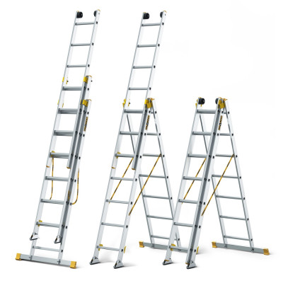 Hliníkový rebrík 3x7 priečok trojdielny DRABEST DW3-7 MAX