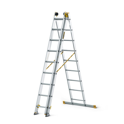 Hliníkový rebrík 3x9 priečok trojdielny DRABEST DW3-9 MAX