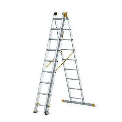 Hliníkový rebrík 3x9 priečok trojdielny DRABEST DW3-9 MAX