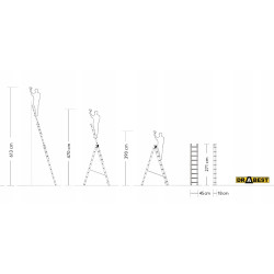 Hliníkový rebrík 3x9 priečok trojdielny DRABEST DW3-9 MAX