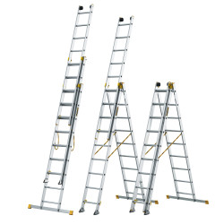 Hliníkový rebrík 3x9 priečok trojdielny DRABEST DW3-9 MAX