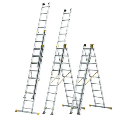 Hliníkový rebrík 3x9 priečok trojdielny DRABEST DW3-9 MAX