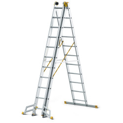 Hliníkový rebrík 3x11 priečok trojdielny DRABEST DW3-11 MAX