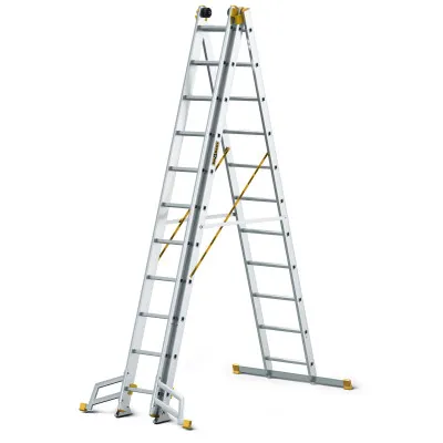 Hliníkový rebrík 3x11 priečok trojdielny DRABEST DW3-11 MAX