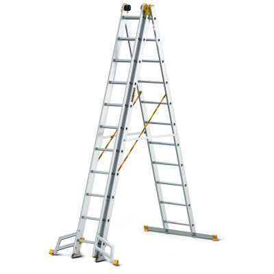 Hliníkový rebrík 3x11 priečok trojdielny DRABEST DW3-11 MAX