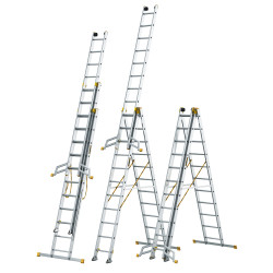Hliníkový rebrík 3x11 priečok trojdielny DRABEST DW3-11 MAX