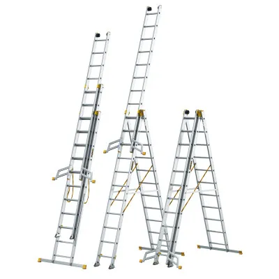 Hliníkový rebrík 3x11 priečok trojdielny DRABEST DW3-11 MAX