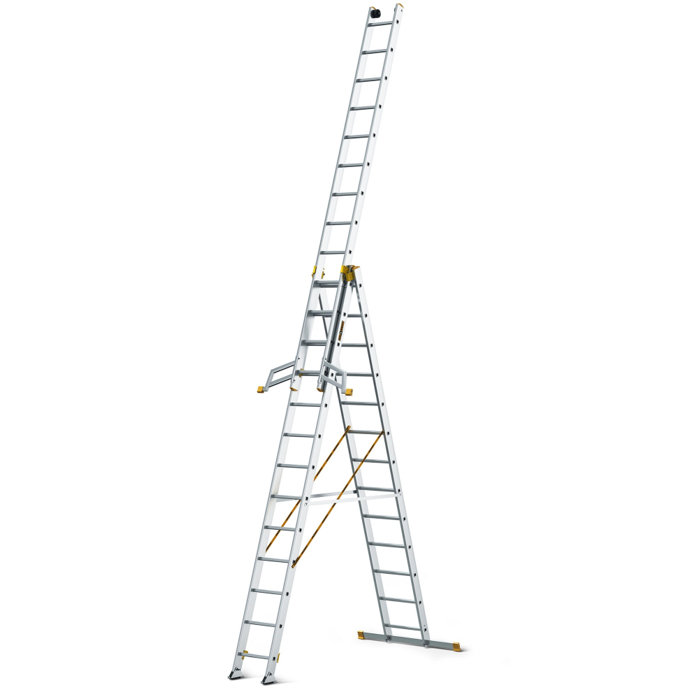 Hliníkový rebrík 3x13 priečok trojdielny DRABEST DW3-13 MAX