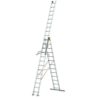 Hliníkový rebrík 3x13 priečok trojdielny DRABEST DW3-13 MAX