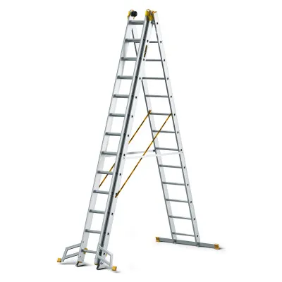 Hliníkový rebrík 3x13 priečok trojdielny DRABEST DW3-13 MAX