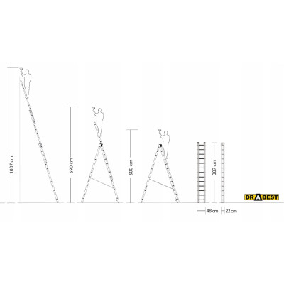 Hliníkový rebrík 3x13 priečok trojdielny DRABEST DW3-13 MAX