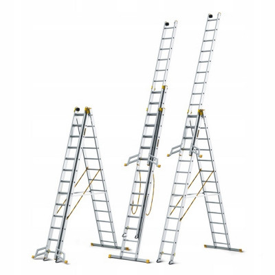 Hliníkový rebrík 3x13 priečok trojdielny DRABEST DW3-13 MAX