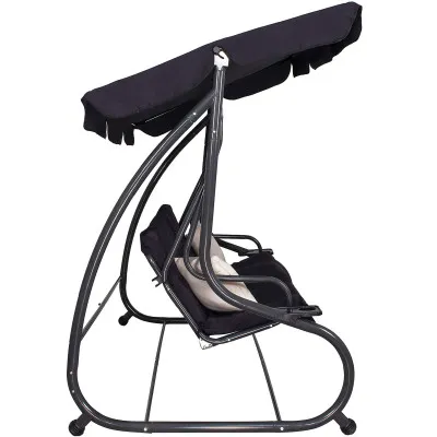 Záhradná hojdačka 4-miestna, čierna SPRINGOS FLORIDA