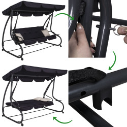 Záhradná hojdačka 4-miestna, čierna SPRINGOS FLORIDA