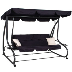 Záhradná hojdačka 4-miestna, čierna SPRINGOS FLORIDA