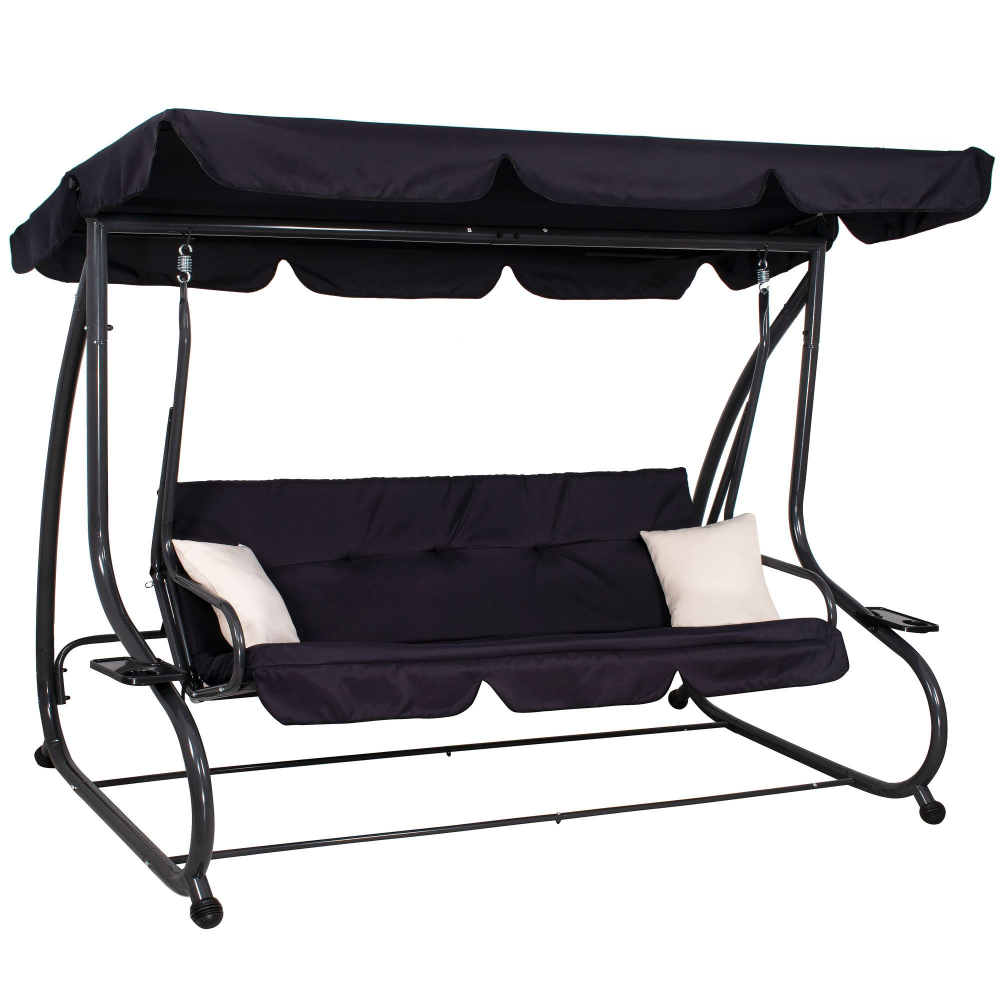 Záhradná hojdačka 4-miestna, čierna SPRINGOS FLORIDA