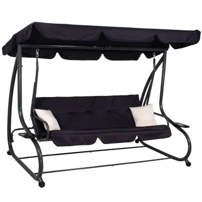 Záhradná hojdačka 4-miestna, čierna SPRINGOS FLORIDA