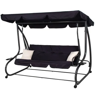 Záhradná hojdačka 4-miestna, čierna SPRINGOS FLORIDA