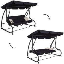 Záhradná hojdačka 4-miestna, čierna SPRINGOS FLORIDA