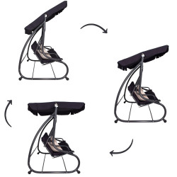 Záhradná hojdačka 4-miestna, čierna SPRINGOS FLORIDA