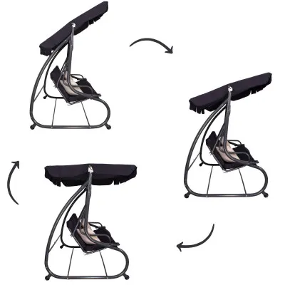 Záhradná hojdačka 4-miestna, čierna SPRINGOS FLORIDA